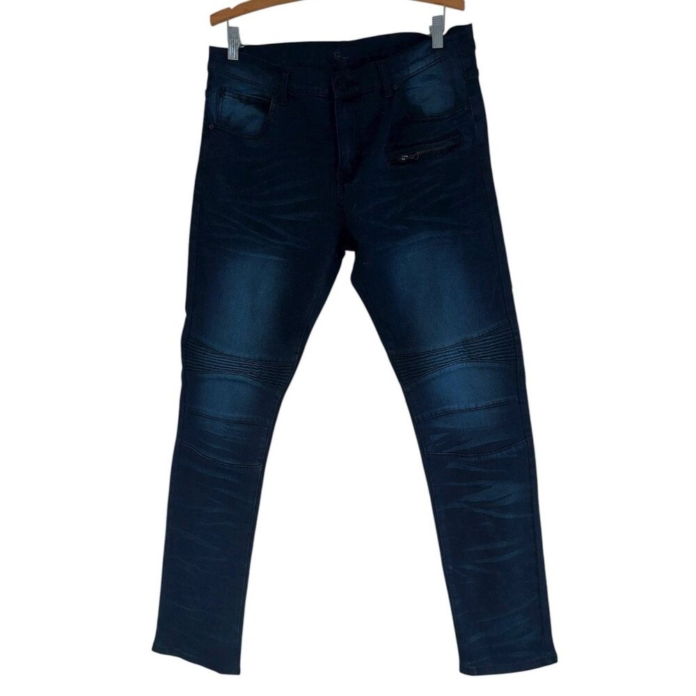 Octagon Mens Slim Fit Straight Jeans Sz 34x34 Dark Wash Stretch